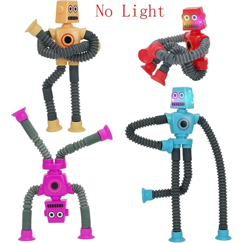 4Pcs Pop Tubes Fidget Toys Changing Telescopic Suction Cup Robot Stress Relief Sensory Toys Party Favors for Girl Boys Gifts