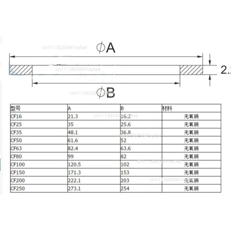 CF Vacuum Sealing Ring Oxygen-free Copper Gasket/copper Gasket/copper Ring CF35 63 100150200250 300