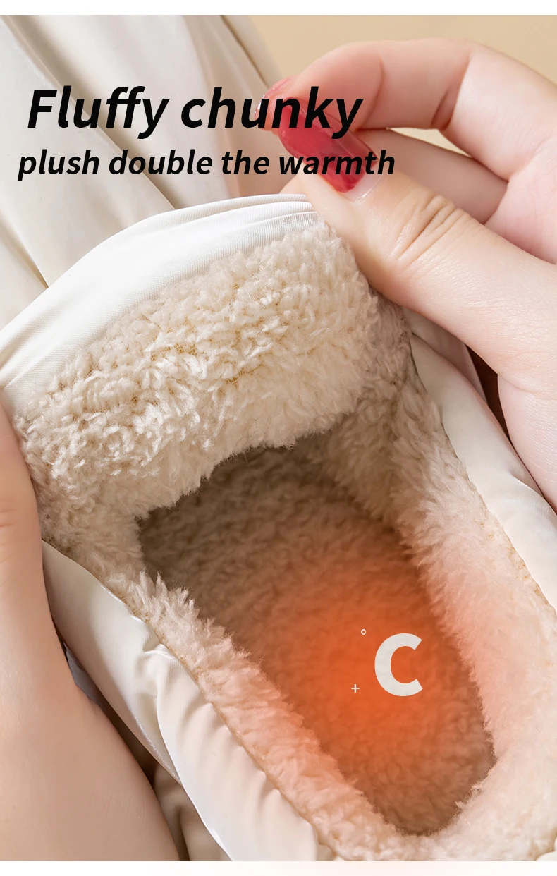 Damen-Fersenbedeckungs-Fleece-Hausschuhe, herunterlaufende Stoffschuhe, rutschfeste Winter-Hausschuhe mit weicher Sohle für den Heim- und Außenbereich – Detail 10