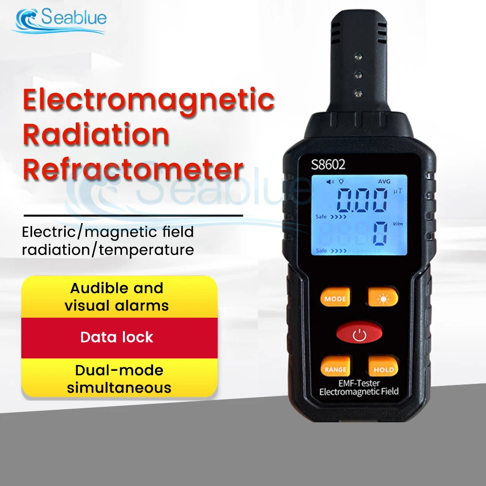 3 in 1 S8602 Portable Electromagnetic Radiation Radioactive Tester LCD Display EMF Detector Person Dosimeter X-ray Radia