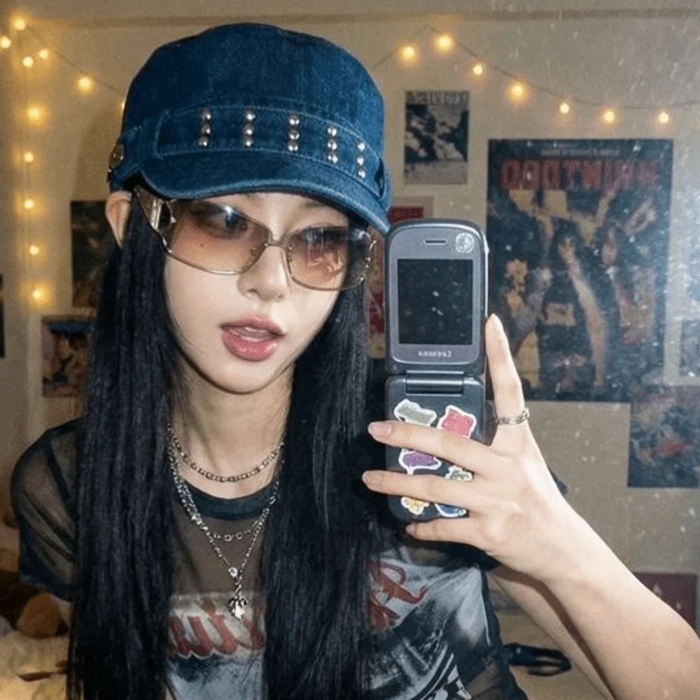 Fashion Cloth Rivet Denim Beret Y2k Korean Style Rivet Flat Top Fashion Washed Denim Retro Painter Hat Travel