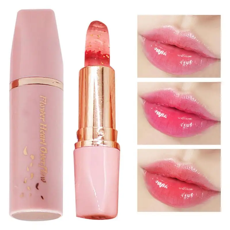 Kleur Stemming Veranderende Lippenbalsem 3 Kleur Transparant Bloem Lippenstift Langdurige Hydraterende Make-Up Cosmetica Voor Vrouwen