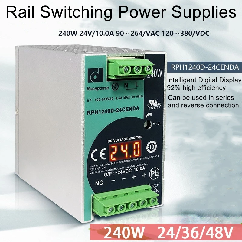 

240W 24V 48V Switching Power Supply Digital DIN-Rail Industrial Voltage stabilized DC power supply