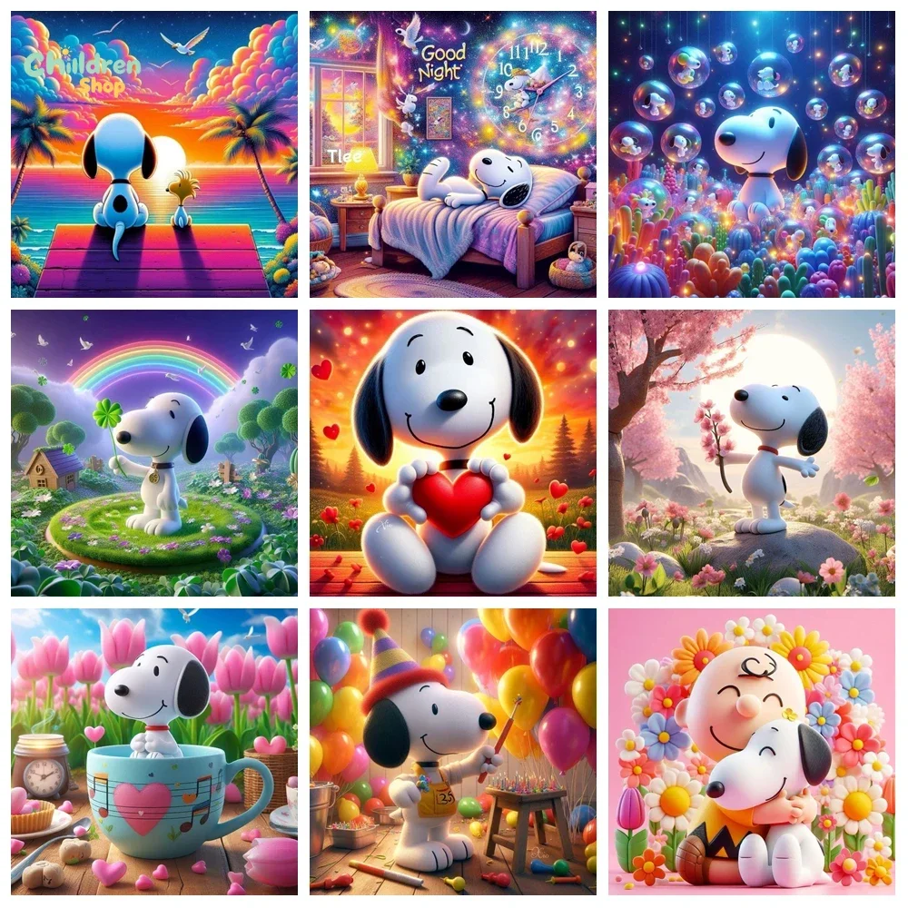 Kawaii Snoopy Diamond Painting, Full Drill Cartoon Art, DIY Nursery Wall Decor, Perfect Gift For Snoopy Lovers,No Frame