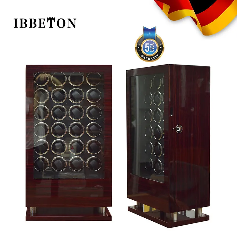 Luxury Automatic Watch Winder 24 Slot Wood Mechanical Watch Box Fingerprint Unlock Quiet Mabuchi Motor Watches Storage Safe