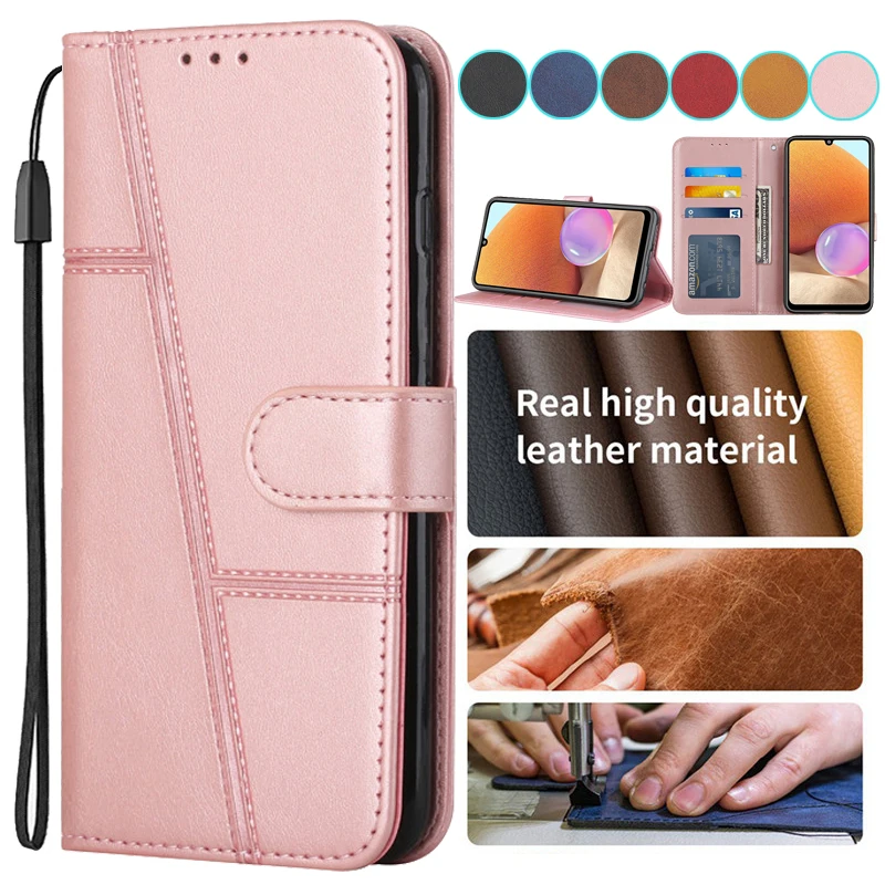 Flip Cover Magnetic Phone Case na For Samsung Galaxy M12 M22 M32 M42 5G F22 F12 M 12 Leather Cases Line Wallet Bags Card Holder