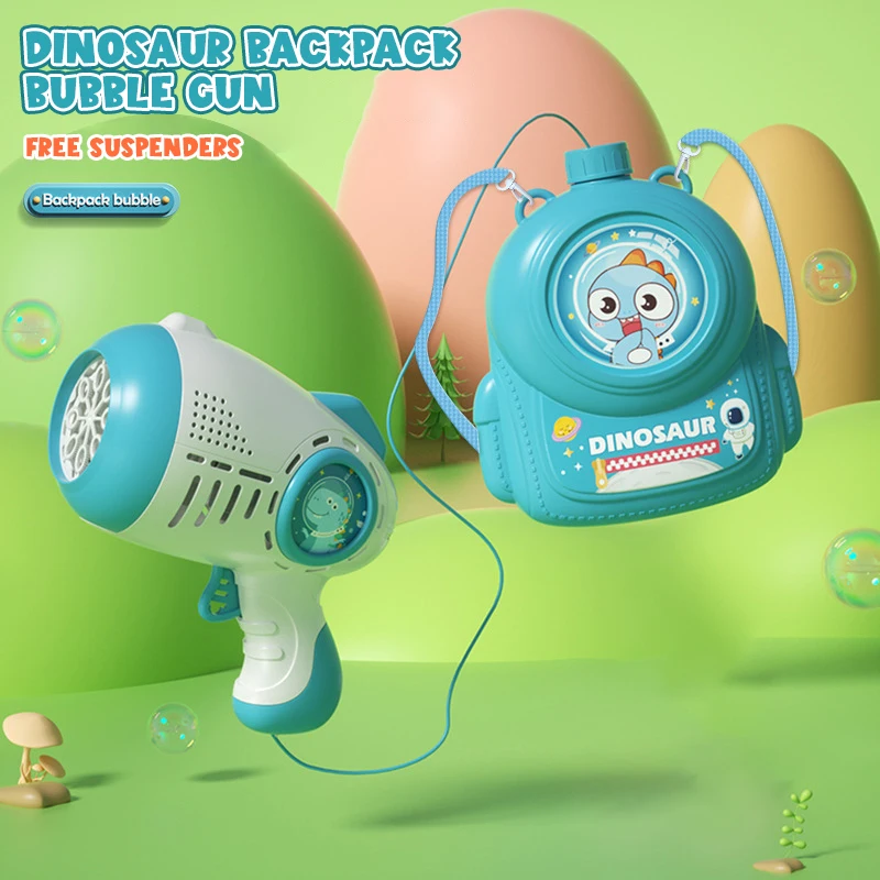 Children's Electric Dinosaur Bubbles Gun, Automatic Space Guns, Backpack Soap Bubble Machine, Jogos de festa ao ar livre, Brinquedos infantis, Meninas