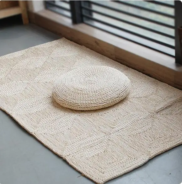 Household Non-slip Carpet Natural Straw Mat Parent-child Game Pad Home Living Room Doormat Area Rug for Bedroom