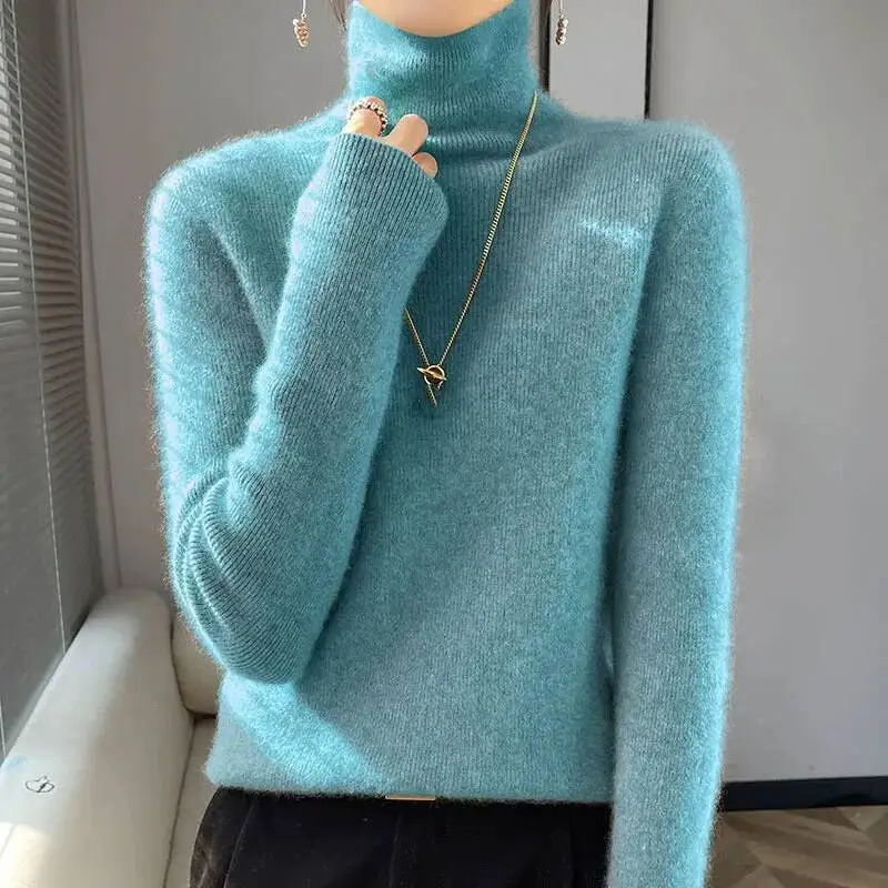 

Удобные мягкие вязаные свитера, женские однотонные базовые пуловеры с воротником и длинными рукавами, осенне-зимние универсальные джемперы