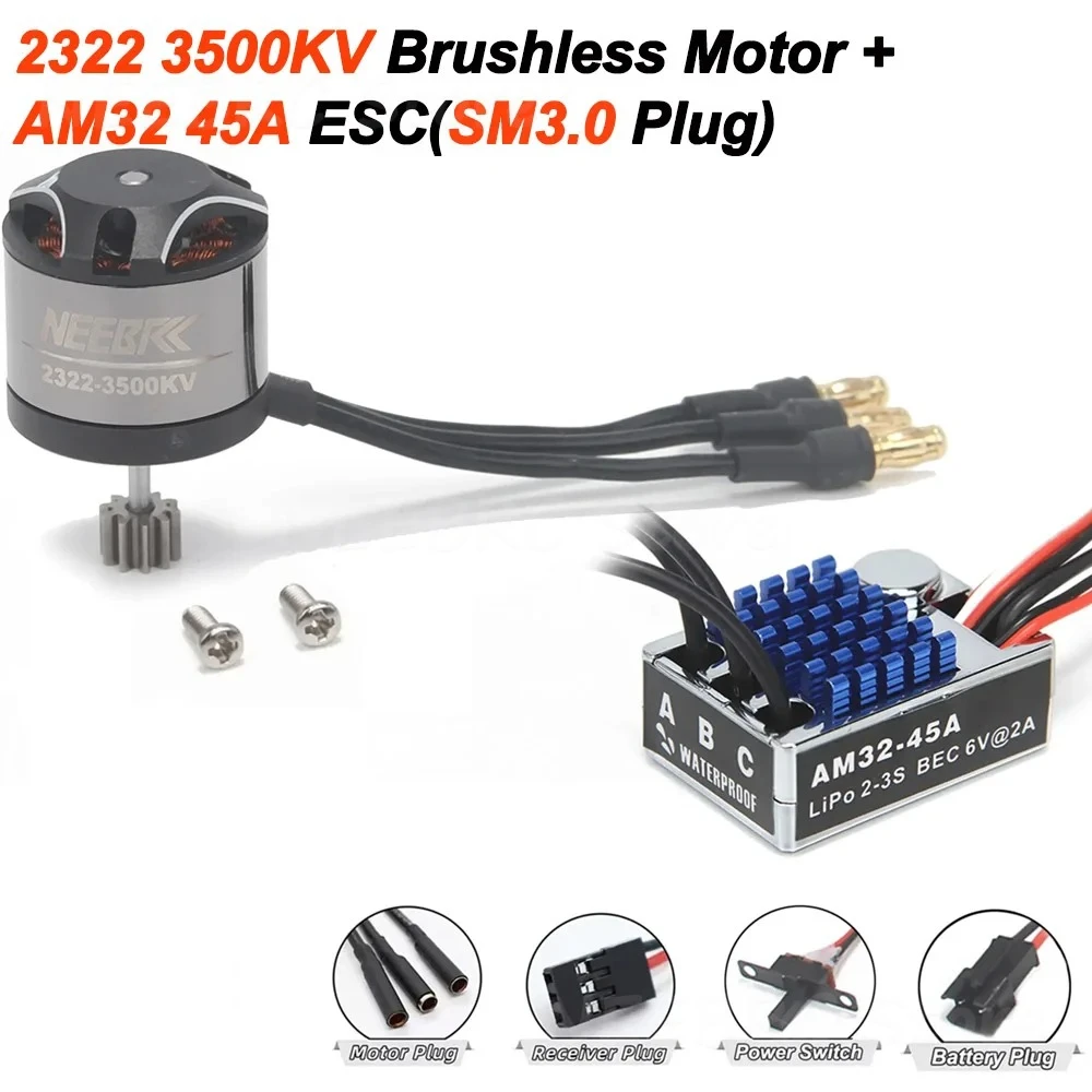 1/12 RC MN Auto MN82 MN99 MN168 MN78 Upgrade Kit 2322 2600KV 3500KV Borstelloze Motor AM32 45A ESC SM3.0/T Plug Model DIY Onderdelen