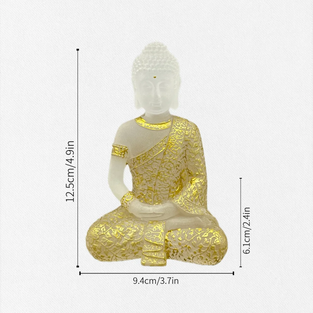 New Chinese Zen Style Gold-Decorated White Glass Buddha Statue Home Decorations Living Room Entrance Tea Room Desktop Townhouse view 3