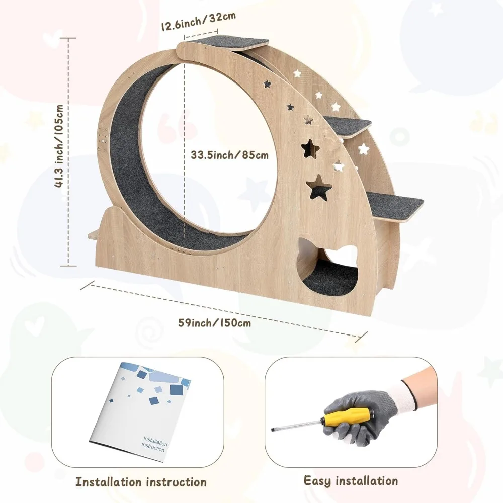 عجلة تمرين القطط الداخلية الكبيرة - جهاز سير عالي الجري مقاس 41.3 بوصة للقطط #5