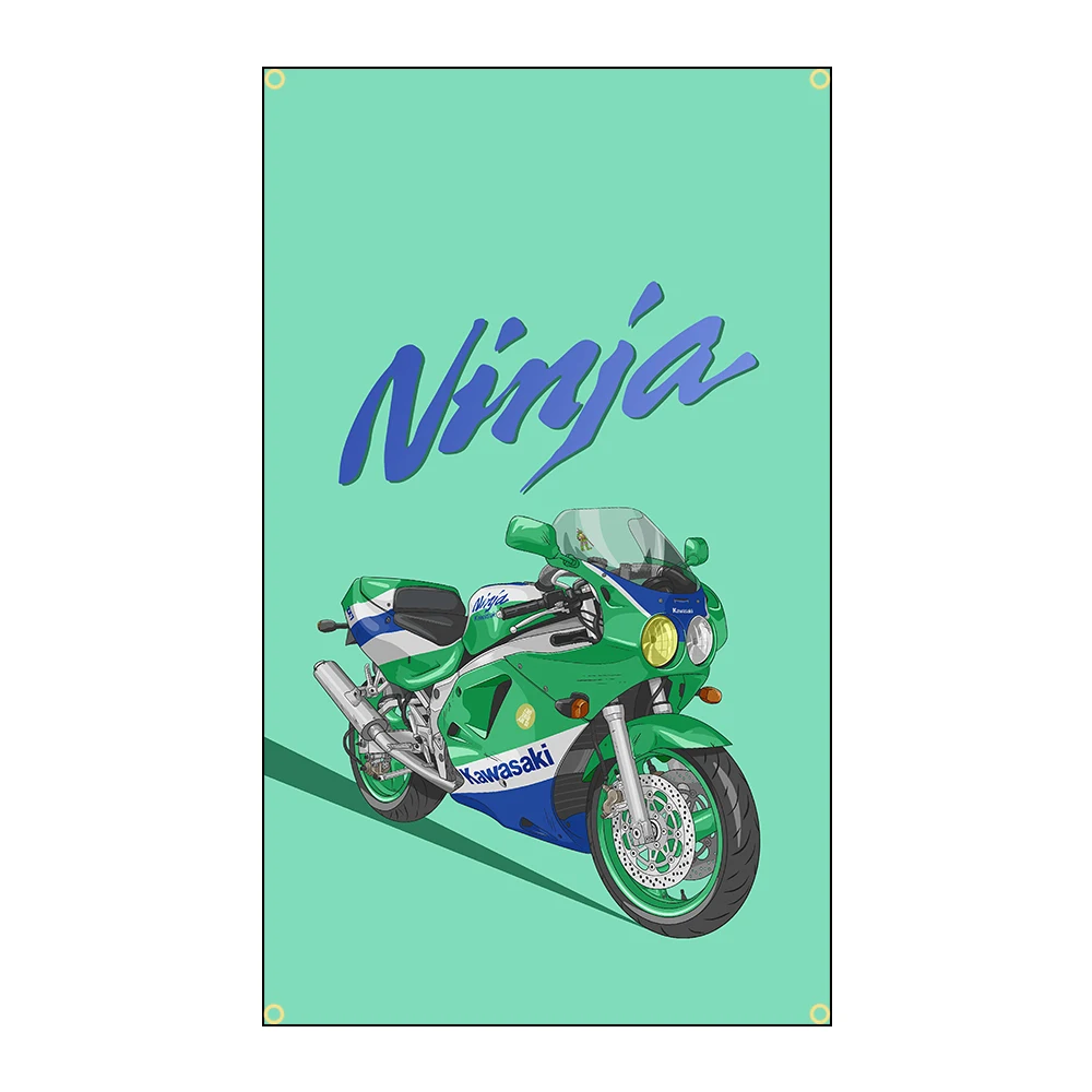 90x150cm 3X5FT kawasakis Motorcycle Racing car Flag Polyester Printed Banner For Decor