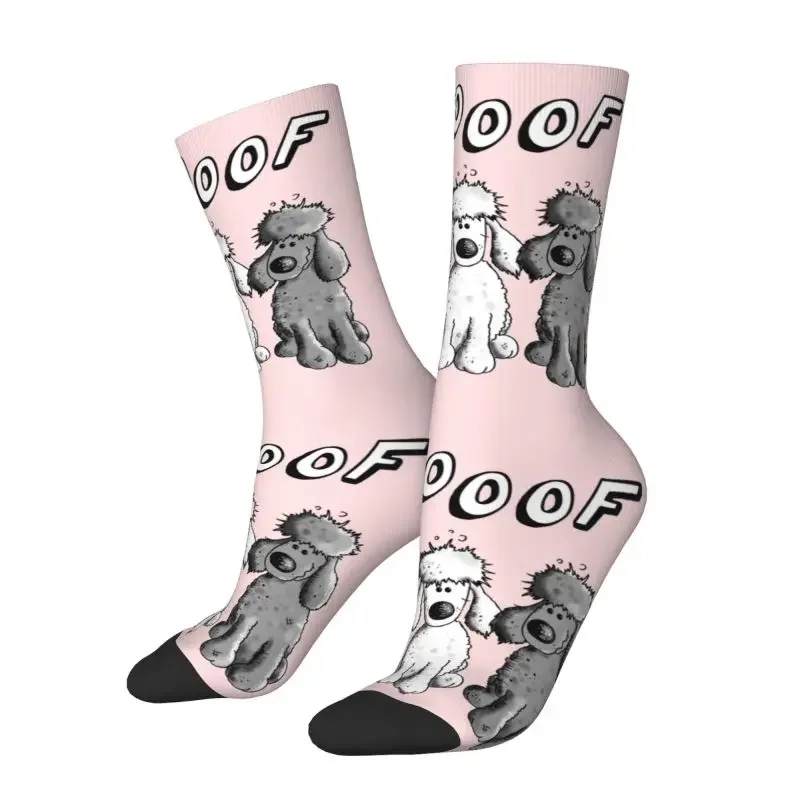 Novelty Men's Woof Poodles Dress Socks Unisex Breathbale Warm 3D Printed Cartoon Poodle Dog Crew Socks