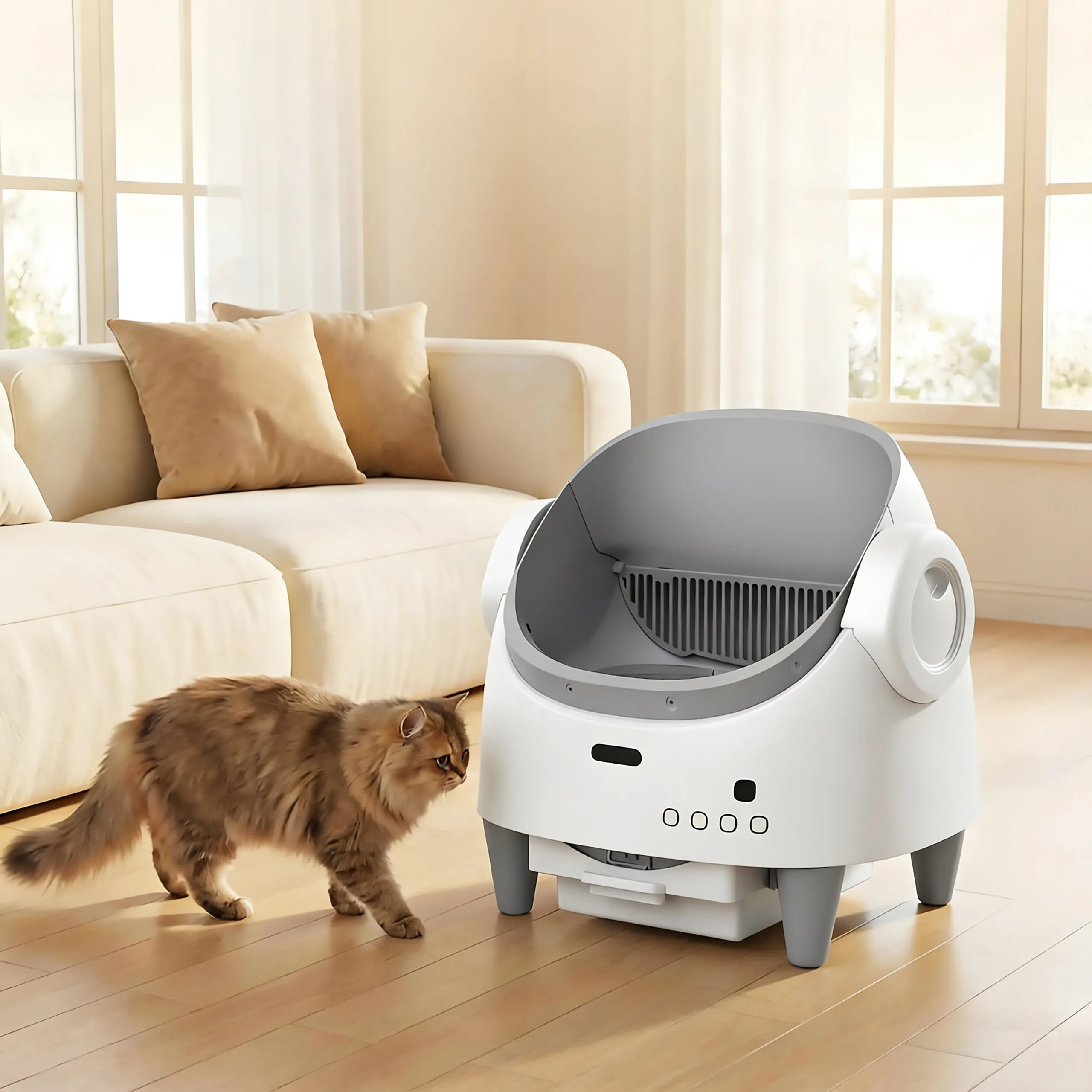 Bac à litière pour chat à nettoyage automatique, ouverture supérieure, contrôle par application, toilettes pour animaux avec détecteurs multiples réglables, pour plusieurs chats