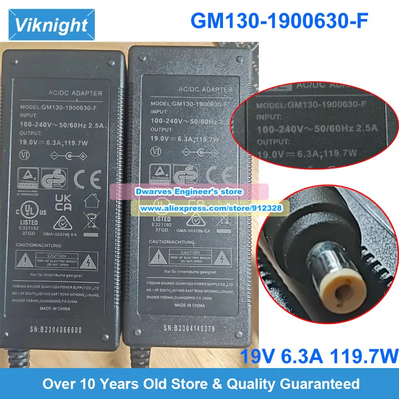 Genuine GM130-1900630-F AC Adapter 19V 6.3A 119.7W Charger for GVE Laptop Charger 5.5x2.5mm
