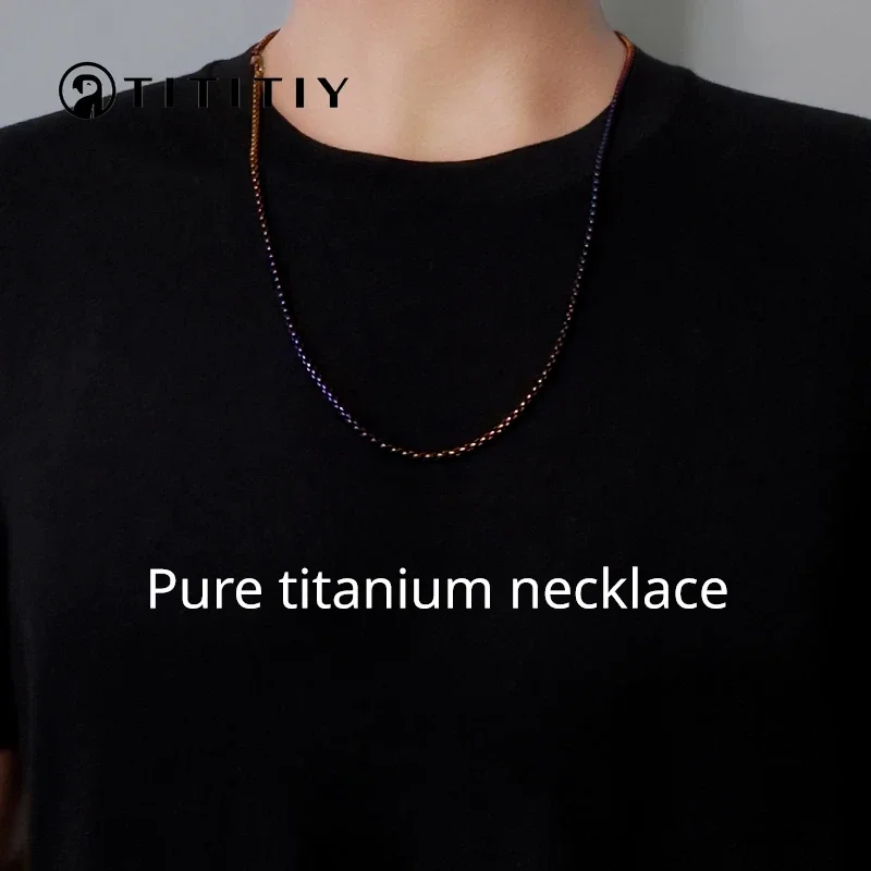 

New 3mm Pure Titanium Square Box Color Necklace with A Lightweight Anti Allergic and Cool Colored Necklace Choker Necklace
