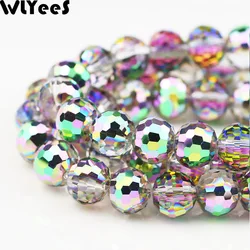 WLYeeS Rose Green Disco Ball Beads 65Pcs Faceted 8mm Austrian Crystal Round Loose Bead for Jewelry Making DIY Bracelet Necklace