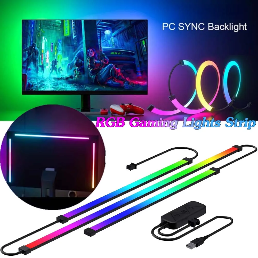 

USB RGB Gaming Lights Sync Strip Ambient Lighting PC Display Backlight Lights Strip APP Music Sync RGB DIY Party Screen Light