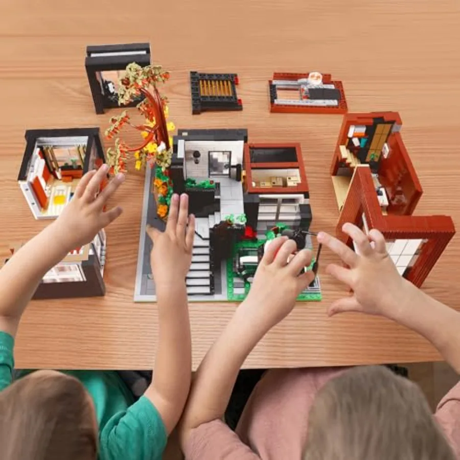 Moderne villahuisbouwpakket, 3300 stuks modulaire huisbouwstenen voor volwassenen, straatbeeld stadsgebouwen modelbouw