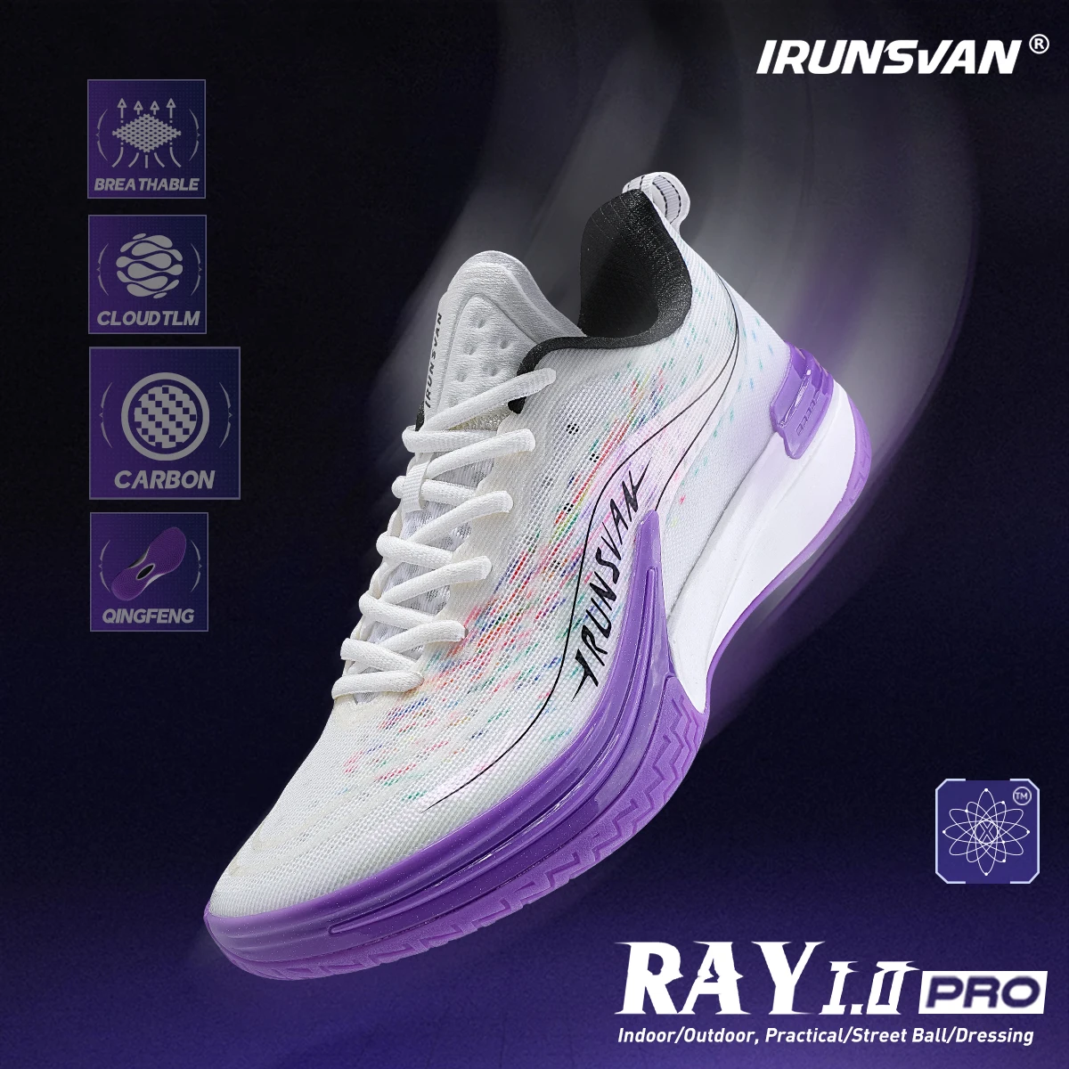 IRUNSVAN T800 Carbon Fiber Plate Basketball Shoes for Actual Combat, with Good Cushioning and Rebound Performance Unisex 123