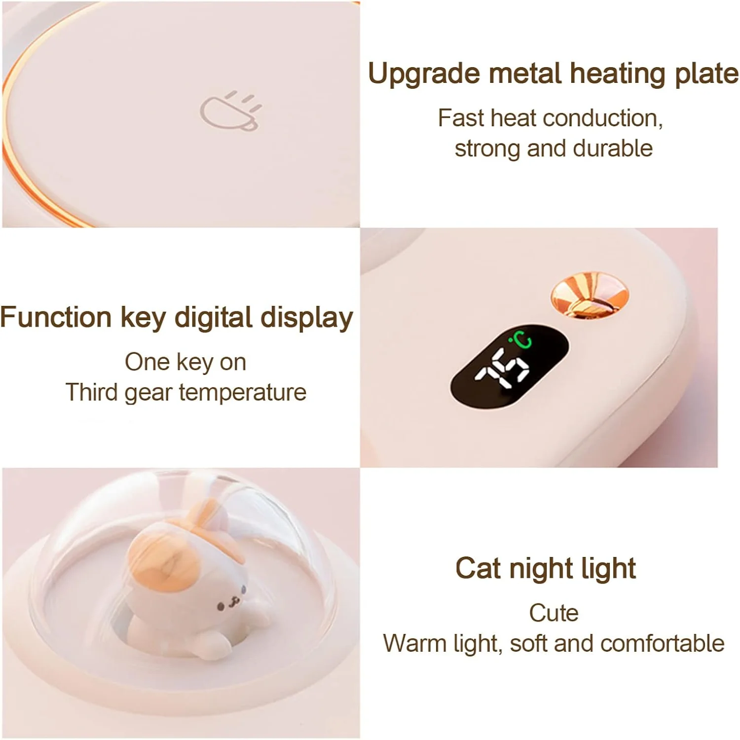 for Desk Office , Smart Coffee Cup Heater with 3Temperature Setting & 8Hours Auto Shut Off, Candle Warmer Night Light B