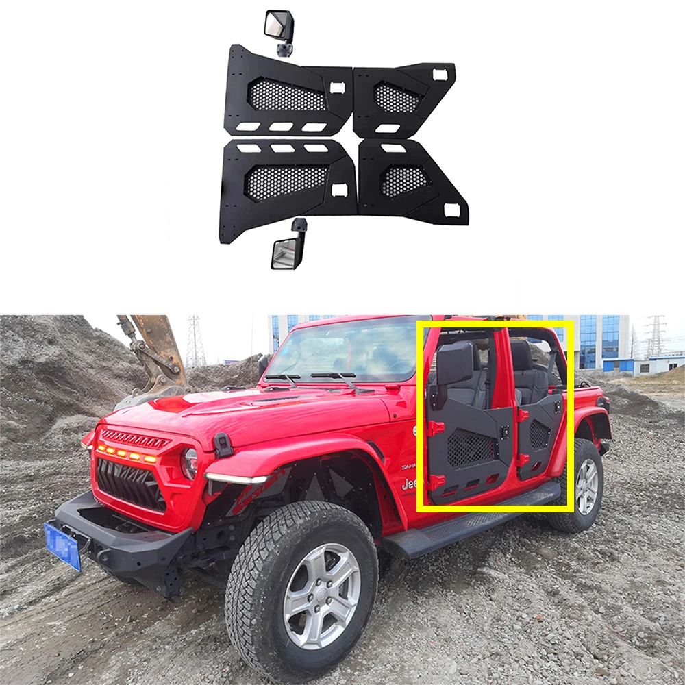 Jeep Wrangler Jl JT2020+ and Gladiator Steel Doors Half Door 4 Pieces Black With Side Mirrors Car 4X4 Off-road SXMA JL1172