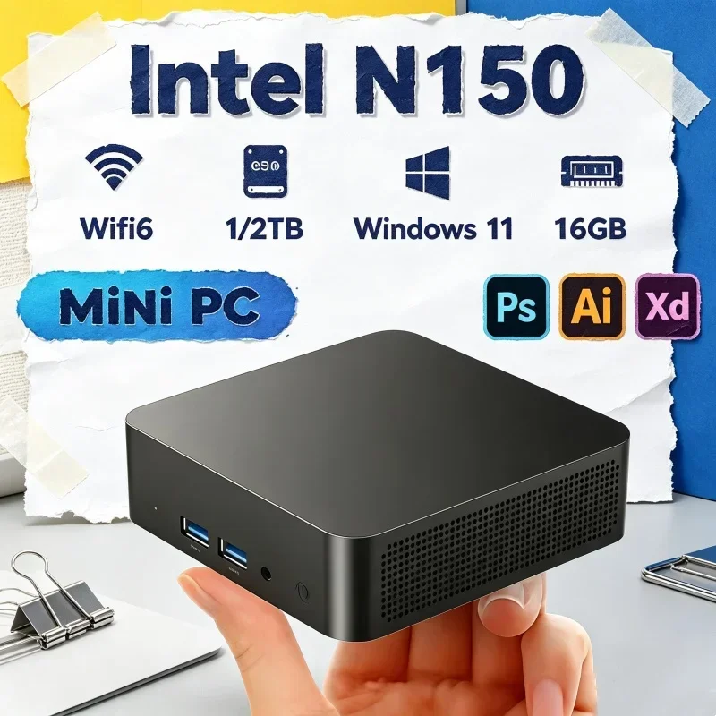 2026年型-intel-n150-ミニpc、ポータブルコンピューター、16gb-32gb-ram、1tb-2tb-ssd、ゲーミングpc、windows-11-pro、wi-fi-6、bluetooth-52、オフィス、学習、ゲーマー向けpc