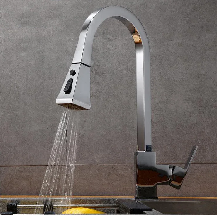 Kitchen Faucet Pull Out 360 Rotate White Mixer Faucet for Kitchen Hot and Cold Deck