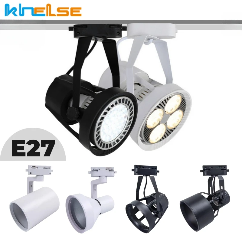 

PAR30 LED E27 Track Light Bracket Base 2-Wires Rail Ceiling Lamps Holder Clothing Store Living Room Replaceable Spotlight Socket