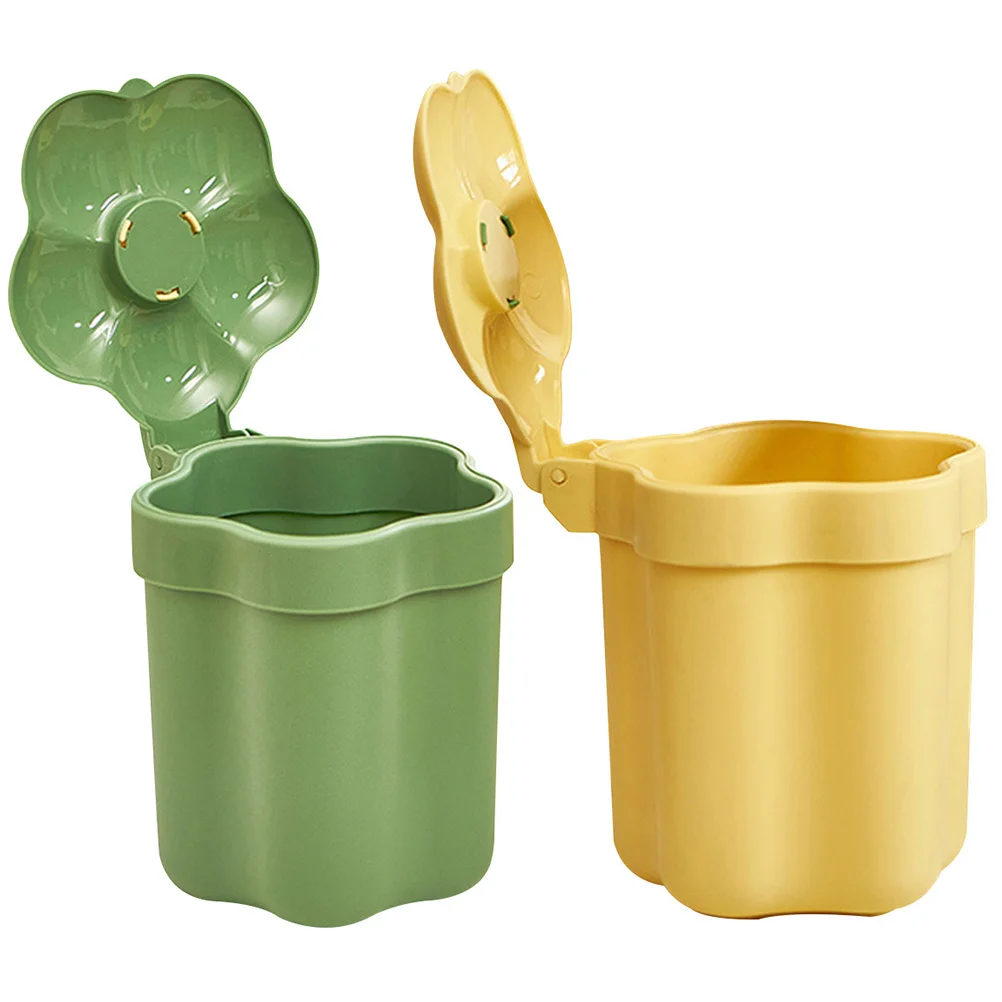 

2pcs Desktop Trash Can Mini Small Waste Basket Garbage Container Office Home ABS Modern Simple Decorative