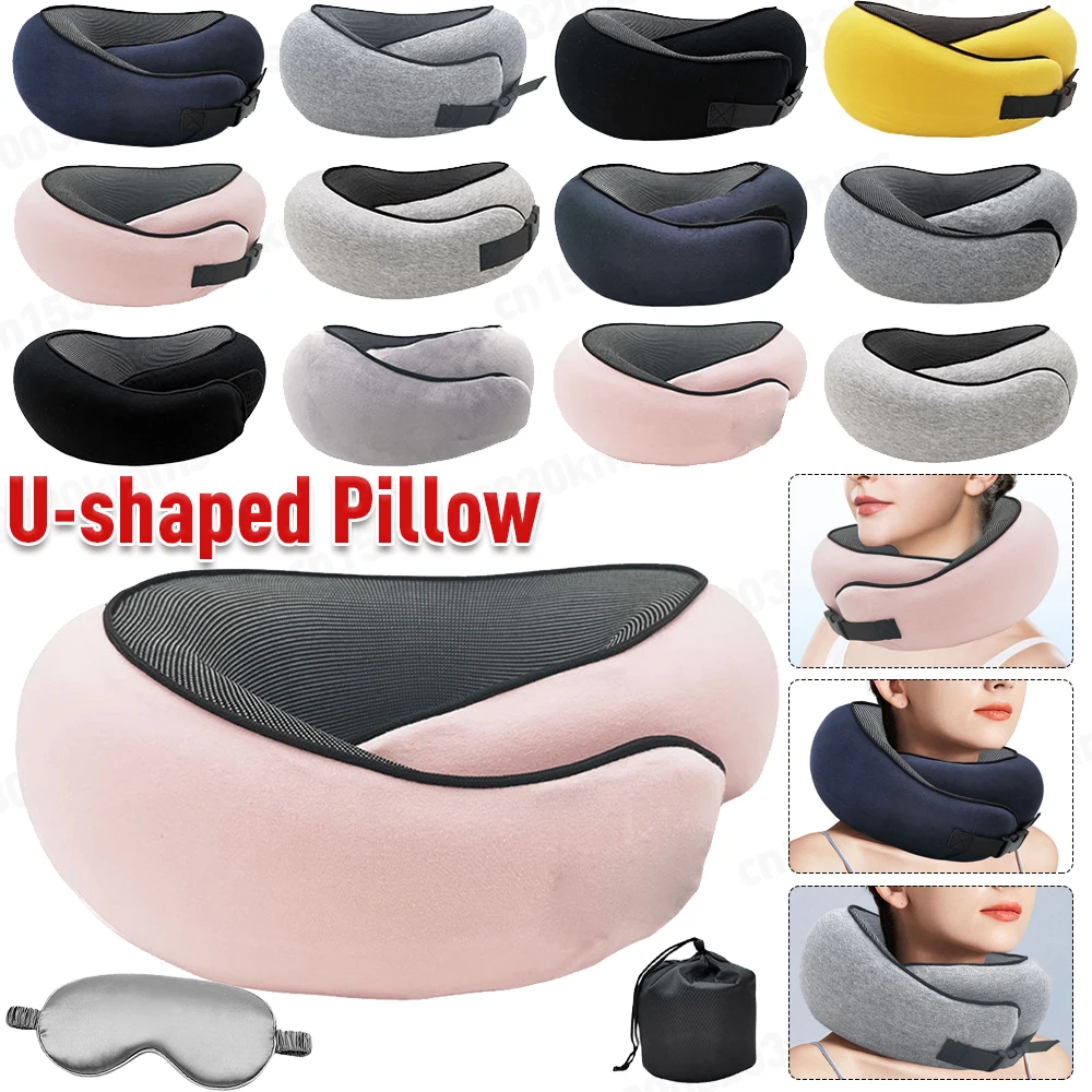 Memory Foam Neck Pillow Cervical Vertebra Travel Portable Noon Break Aircraft U Type Of Pillow Sleep Camping Pillow Carry Bag