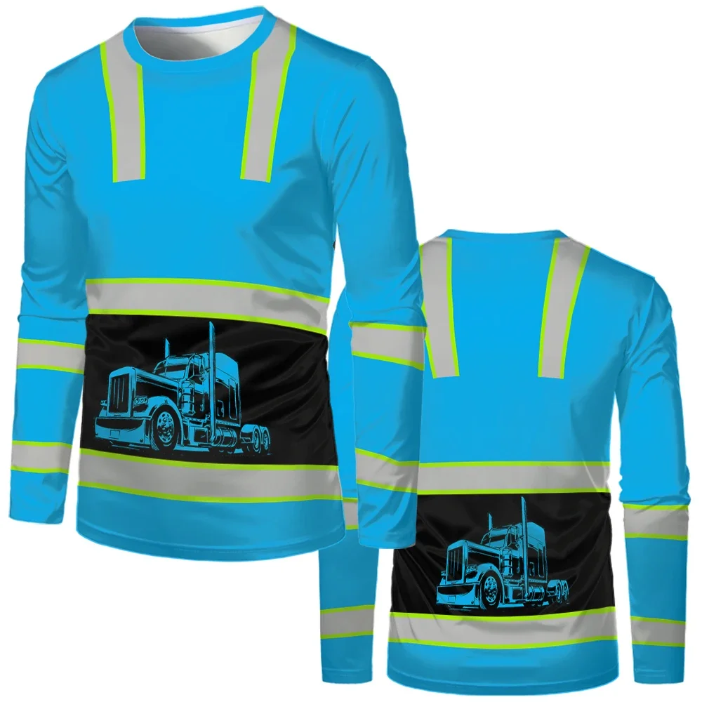 Construction workers uniforms men's casual casual loose shirt classic the neck long sleeve tops comfortable and breathable work image 5