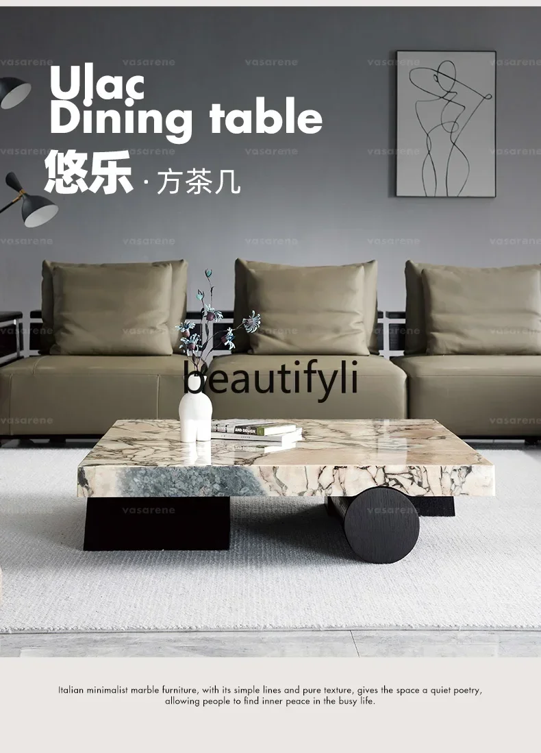 LJYItalian Minimalist Marble Coffee Table Modern Light Luxury Simple High-end Luxury Stone Tea Table