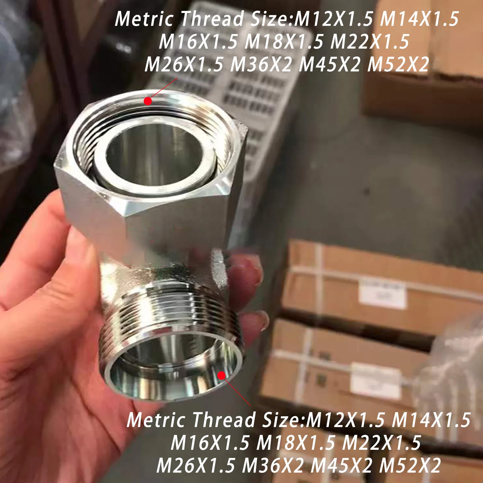 H-type sealed hydraulic M12-M52 metric external thread sleeve carbon steel oil pipe joint hydraulic joint adapter