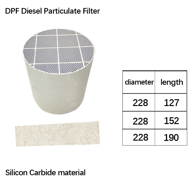 Diameter 228mm Silicon Carbide Diesel Particulate Filter DPF Effective Pollution Control