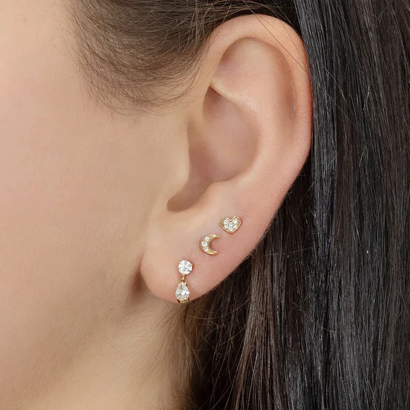 2022 New Classic Stainless Steel Zircon Square Chain Hoop Earrings Women Small Pendant Cartilage Helix Tragus Piercing Jewelry