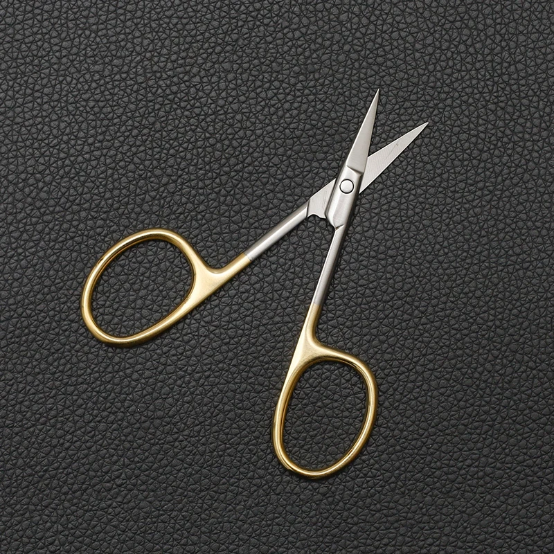 Pálpebra dobro Scissors, punho do ouro, punho preto, punho azul, dobre reto, remoção do cabo, 9cm