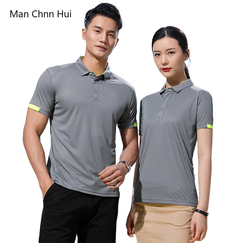 Camiseta de secado rápido monos de solapa para hombres y mujeres, camiseta de manga corta para deportes al aire libre de verano, Polo transpirable