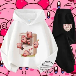 Kirby new girls kids hoodie set Autumn and Winter Long sleeve Harajuku fashion Nintendo cartoon anime printed sweatshirt casual