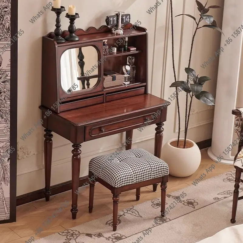 

Комод из цельного дерева в американском стиле ретро, главная спальня с зеркалом, столик для макияжа с выдвижным ящиком во французском средневековом стиле