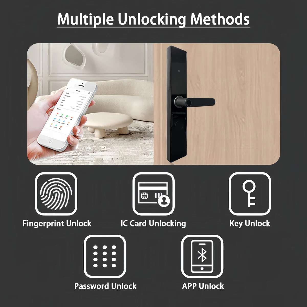 CDOK M90 TTlock Bluetooth Smart Lock, Anti-theft Door Lock, Entrance Door Lock, Multi-functional Unlocking