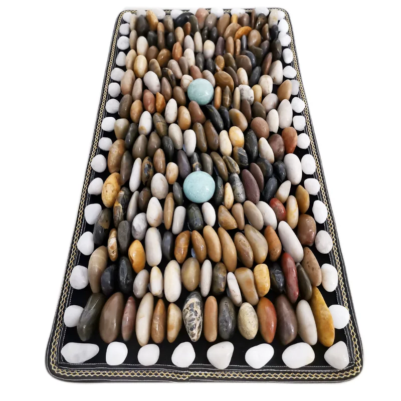 Pebbled Cobblestone Pressure Rug Foot Massage Path Reflexology Therapy Pad Blood Circulation Relief for Office Bedroom Relax