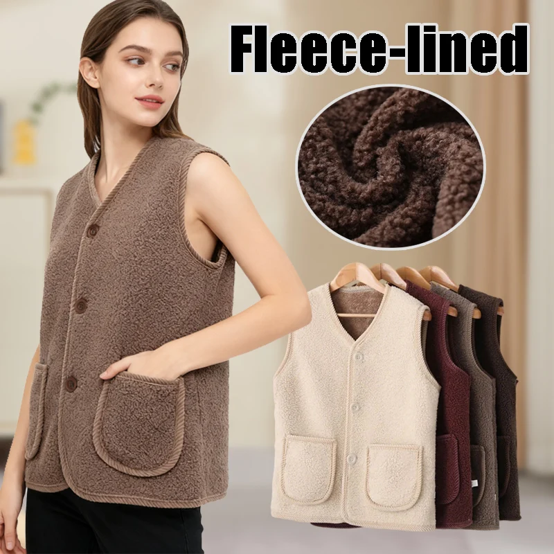 

Lamb Fur Women's Vest Thiened Autumn Winter Warm Inner Wear Jaet Ly Suitable Cotton Filled Commute Sle Vest
