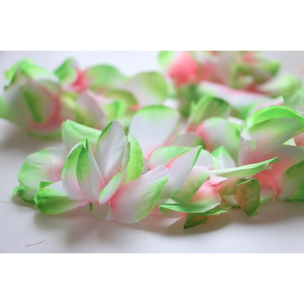 

4pcs /Set Hawaiian Flower Leis Necklace Bracelets Ruffled Simulated Silk Floral Wreath Headband For Women Luau Party
