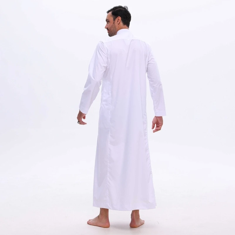 Mężczyzna arabski Kaftan Thobe z długim rękawem arabska szata Kaftan, islamska szata z długim rękawem arabska szata Kaftan długa suknia