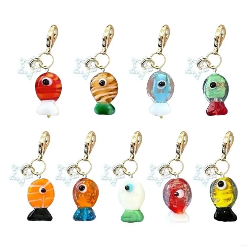 

E1PE Vibrant Color Fish Charm Keychain Coin Holder Women Girl Car Keychain Jewelry
