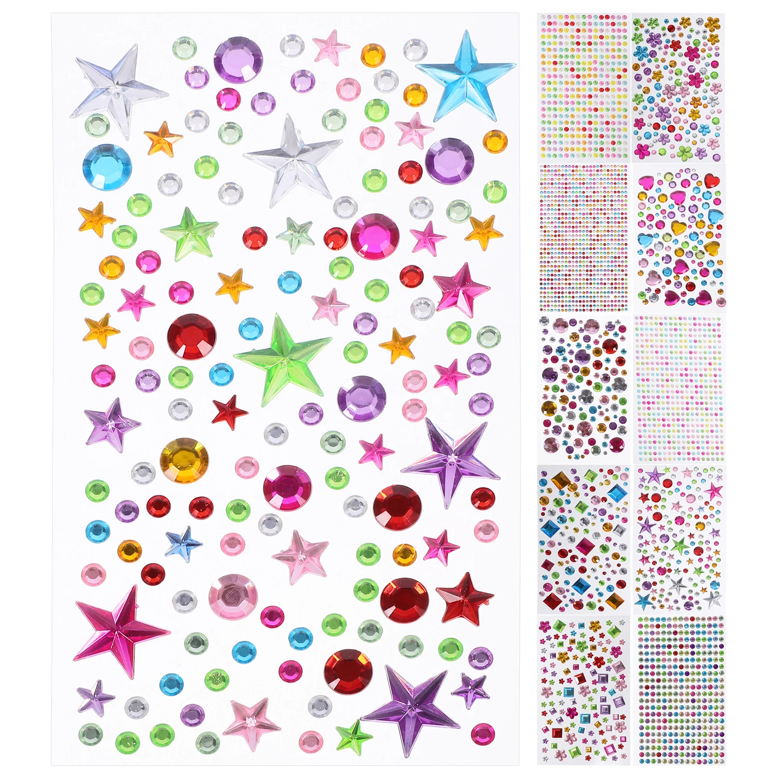 

10Pcs Self Adhesive Decorative Stickers Acrylic Crystal Gems Mixed Color Craft Supplies For Phone Case Makeup StorageDecoration