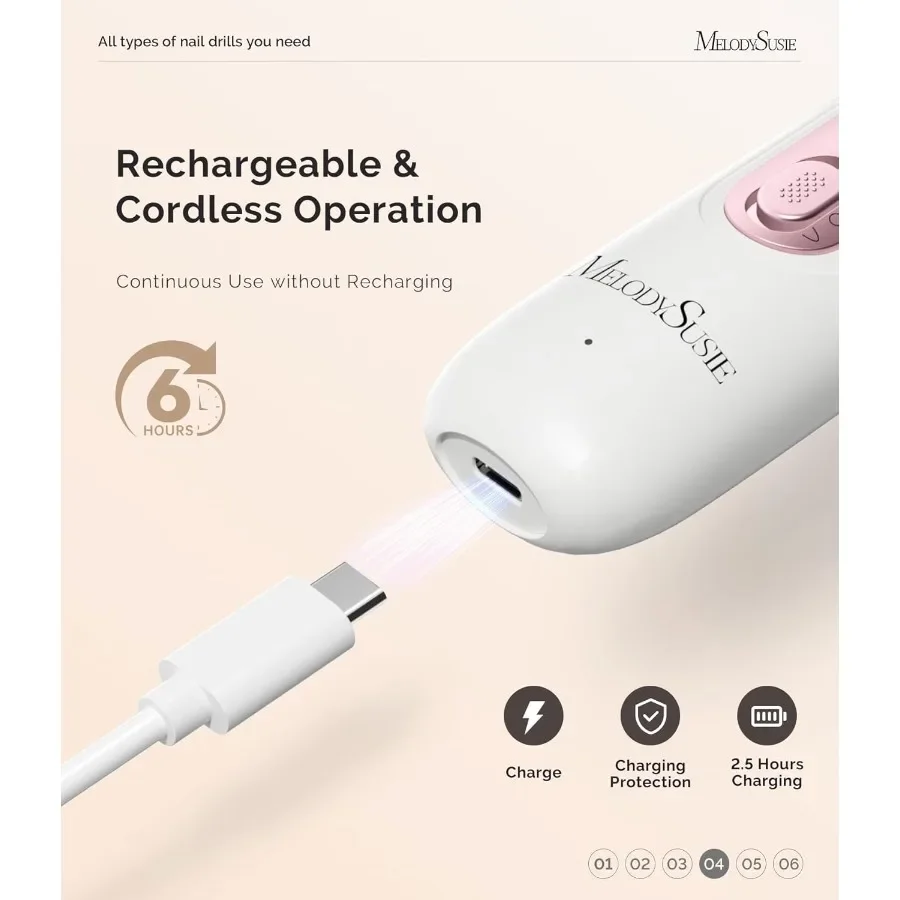 Profissional manicure pedicure kit 8in1 conjunto de broca elétrica do prego com 5 velocidades recarregável sem fio efile com 360 luz led fo