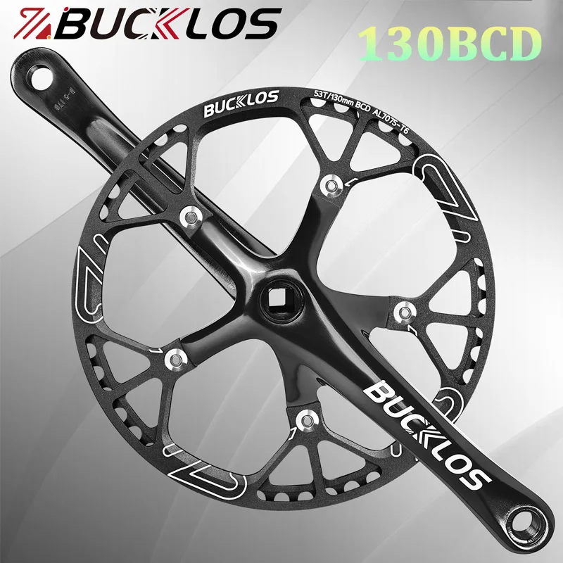 

BUCKLOS Folding Bike Cranksets 130BCD Square Hole Bicycle Crank 45T 47T 53T 56T 58T Bike Chainring 170MM Crankset Cycling Parts